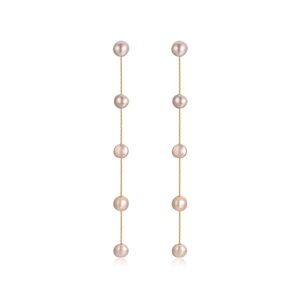 ETIKKA NEW Pearl Drop Earrings 18K Gold Plated Long Dangle NWT + Pouch